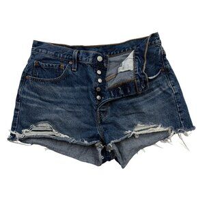 Levis 501 Cut Off Button Fly Jean Shorts High Rise Western Festival Womens W32